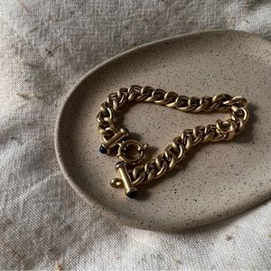 Vintage 14k Curb Bracelet with Lapis clasp